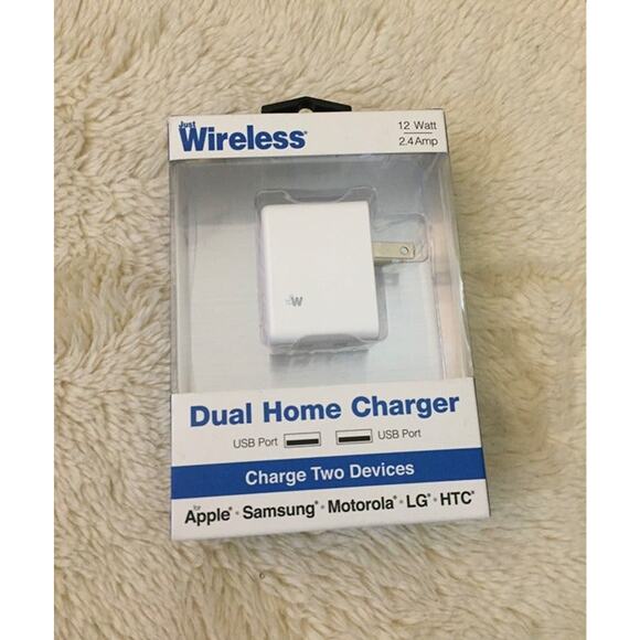 Just Wireless 2.4A/12W 2-Port USB-A Home Charger - White - Picture 1 of 1